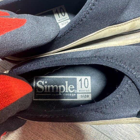 Simple Vintage Tan Leather Trimmed Slip On Shoes Women's Size 10 - Picture 5 of 8